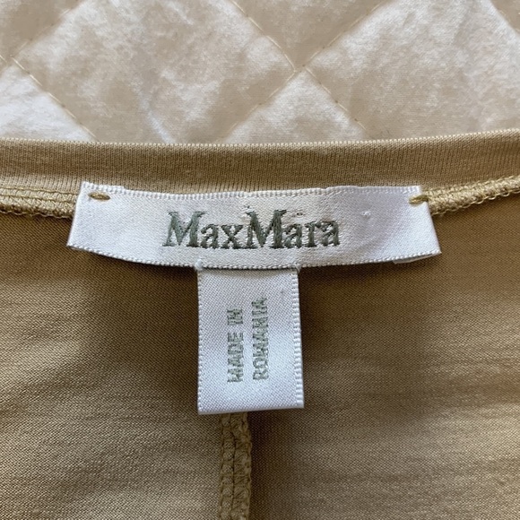 MAXMARA scoop neck 3/4 sleeve jersey knit top fitted scoop neck beige medium - Picture 6 of 10